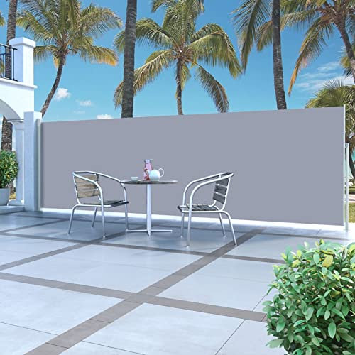 ARKEM Tenda da Sole Laterale Retrattile 160 x 500 cm Grigia,Tenda da Sole per Esterno Avvolgibile,Tenda da Sole a Bracci Estensibili con Telaio in Alluminio, Tettuccio Resistente al Sole e Impermeabil