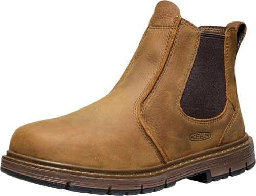 KEEN Utility Men's San Jose Chelsea Soft Toe 90 Degree Heel Pull On Work Boots, Belgian/Gum, 11.5 Wide