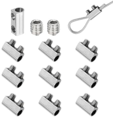 10Pcs Reusable Wire Rope Cable Clamps, Wire Rope Clips with Screw, Adjustable Steel Wire Rope Buckles Clamp, Cable Clamps for 1-1.5mm Steel Wire Rope - Type F