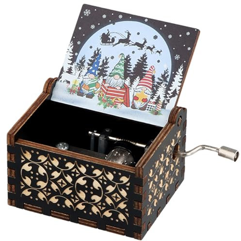 Colexy Carillon a manovella in Legno Vintage Mini Carillon in Legno con Incisione a Laser Carillon di Legno Creativo Regali per Gli Amanti della Famiglia Compleanno Capodanno Natale San Valentino