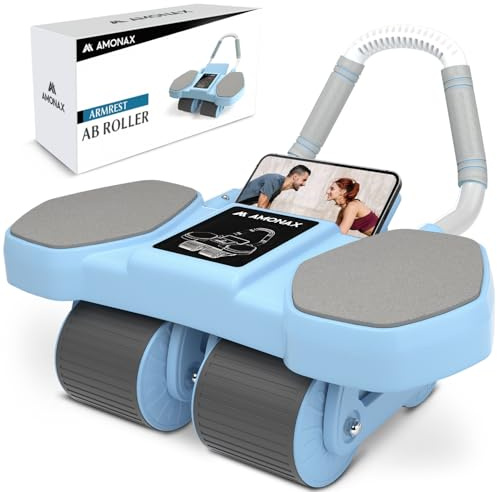 Amonax Roue Abdominale Convertible, Ab Roller Wheel, Roulette Abdominaux Exercice pour Abdominaux, Roue de Fitness pour Musculation Sport Maison Materiel pour Homme Femme (Bleu Pro)