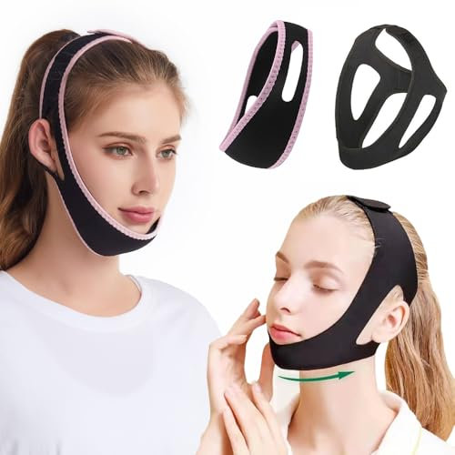 KBRPEY 2 Pezzi Fascia Mento Anti Russamento Supporto Mandibola Cinturino Mascella Dispositivo Notturno Soluzione Respirazione
