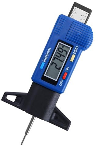 ULTRATOOL Digital Tyre Tread Depth Gauge – Large LCD for Car, Van, Truck & Motorbike – Tyre Wear Tester 0–25.4mm – Includes 4 Batteries (Blue)