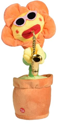 Eoixuqba 30cm Dancing Cactus Singing Sunflower Singing Flower Dancing Music Plush Sunflower Toy Mobile Function Funny 80 Songs With Lights Speaking Interactive Toy Birthday For Kids