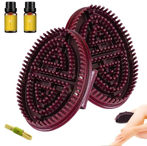 2pcs Massage Brush for Belly,Meridian Massage Brush,Meridian Brush for Belly,Full Body Relaxation Massager Brushs Tools, Full Body Spa Meridian Pressure Brushes with Essential Oils (Brown)