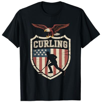 Bandera Americana Curling Camiseta Rizador Piedra Deslizante Camiseta