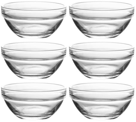 Toyvian Lot de 6 Petits Bols en Verre Transparents Empilables, Diamètre 9 Cm, pour Préparation et Service de Desserts, Salades et Pâtisseries, Adaptés Usage Familial, Restauration Cuisine