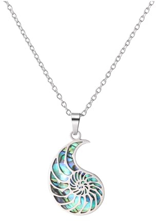Cupimatch Women Bohemian Beach Necklace: Exquisite and Stylish Resort Abalone Shell and Conch Blue Pendant Jewelry for Women