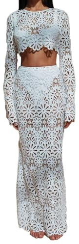 Abito Vittoriano in Pizzo – Gonna Midi con Maniche Lunghe, Borsa Coordinata, Stile Romantico e Raffinato