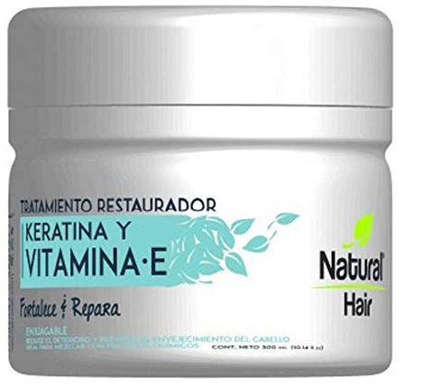 Naprolab Natural Hair External Restorer Treatment Keratin and Vitamin-E Tratamiento Restaurador Enjuagable Fortalece y Repara 10.14oz-300ml