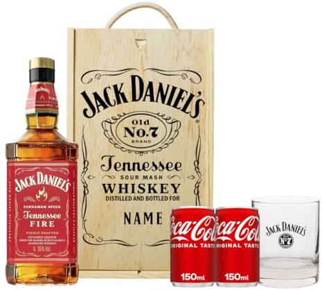 Personalised Jack Daniels Tennessee Fire Whiskey Gift Set with JD Glass & Fever Tree - Alcohol Gifts For Him, Birthday Gifts for Men, Mens Valentines Gifts, Boyfriend Gifts, Mens Gifts, Gifts for Him