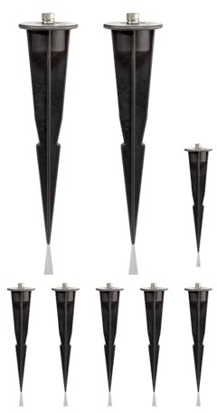 ledscom.de 8 st. trädgårdsspett för trädgårdsbelysning, svarta, 17 cm, 45 mm ⌀