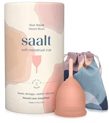 Saalt Soft Menstrual Cup - Super Soft and Flexible - Best Sensitive Cup - Wear for 12 Hours - Made in USA (Desert Blush, Small)