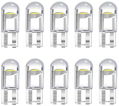 Noobibaba 501 LED Bulbs W5W Bulb, T10 194 168 2825 Number Plate Light LED Side Light, Cool White 6000K 0.5W 12V DC Wedge Base 10-Count