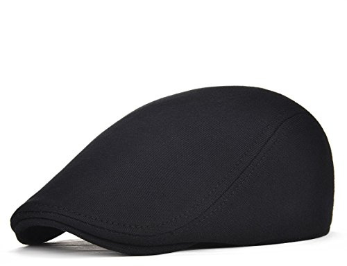 BOTVELA Men's Cotton Flat Ivy Gatsby Newsboy Driving Hat Cap (Black)
