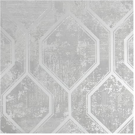 Graham & Brown Armature Geo Grey and Silver Wallpaper