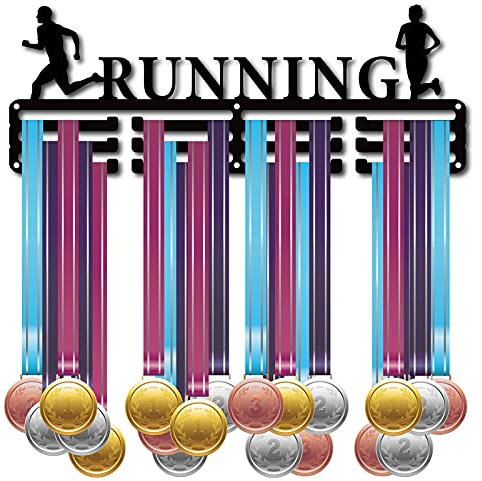 CREATCABIN Running Image Athlete Medaillen Aufhänger Halter Display Rack Ständer Wandhalterung Aufhänger Dekor Für Läufer Zur Aufbewahrung von Abzeichen Zu Hause 3 Sprosse Über 60 Medaillen