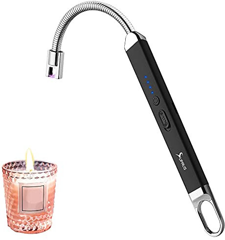 SUPRUS Lighter Rechargeable USB Lighter Arc Electric Lighetrs Candle Lighter for Camping Cooking (Black)