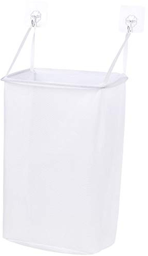 Bolsa Ropa Sucia Colgar, Bolsa Ropa Sucia Colgar, cesto lavandería, Organizador Ropa Sucia Ahorro Espacio Colgando Cestas con Ganchos 40 24 14 cm(Blanco)