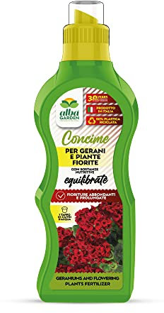 Albagarden - Concime Per Gerani E Piante Fiorite - 1 KG - Fertilizzante Per Abbondanti Fioriture Come Gelsomino, Surfinie, Glicine, Begonie E Ornamentali In Vaso E Piena Terra