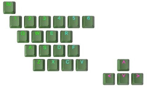 Ranked Set de 23 Touches en Caoutchouc | Double shot Translucide | Profil OEM pour Claviers Gaming Mécaniques( Vert Foncé , 23 Touches )