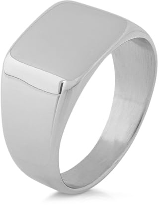 Akitsune Solida Bague | Bague Design rectangulaire Femmes Hommes Acier Inoxydable Elgant Luxe Premium Minimaliste Sceau - Argent - US 9