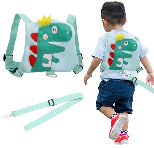 Mayoii Toddler Safety Harness Leash,Kids Harnesses with Children Reins Leashes,Cute Baby Backpack Walking Leash for Girls, Boys(Green Dinosaur)