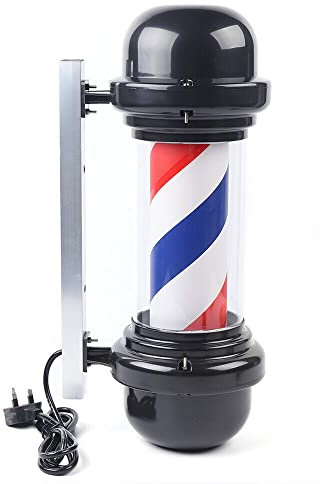SOPERIT Poste de Barbero LED Giratorio Rojo Blanco Azul Barbero Lámpara Retroiluminada 20 V, 220 V
