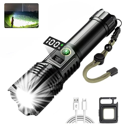 UNAGEA Rechargeable LED Torch,Super Bright 1000000 High Lumens Torches with 5 Modes, Powerful USB-C Flashlight 26650 Battery Long Lasting, Waterproof Tactical Flash Light for Camping, Emergencies