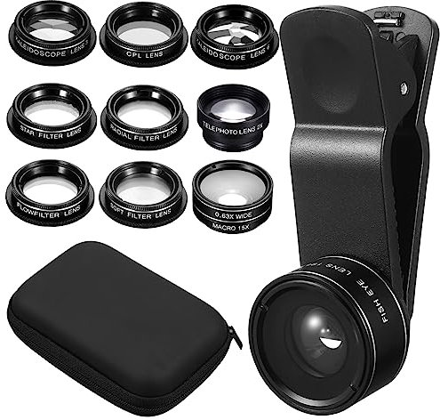 LABRIMP Handyobjektiv Kameraobjektiv Satz 11 Teile Weitwinkel Makro Fischaugenobjektiv Cpl Filter Für Smartphones