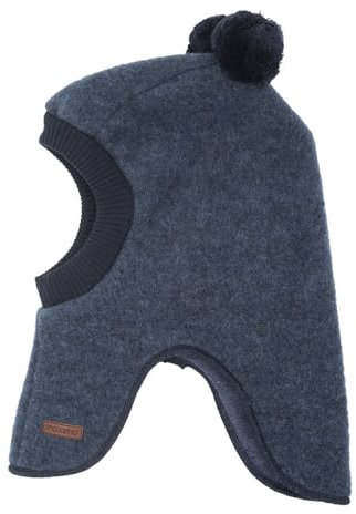 maximo Soft Wool GOTS Kinder Schlupfmütze Kindermütze Wintermütze Wollmütze Strickmütze - Made in Germany mit Futter Winter Herbst-Winter - 51 cm blau