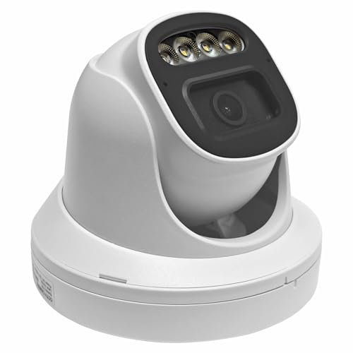 CCTV Camera, Full Colour 1080P Security Turret Camera for Surveillance Systems, Colour Night Vision, With Microphone, AOC Audio Recording, Matrix LED Lights, 3.6 MM Wide Angle Lens, Weatherproof IP67
