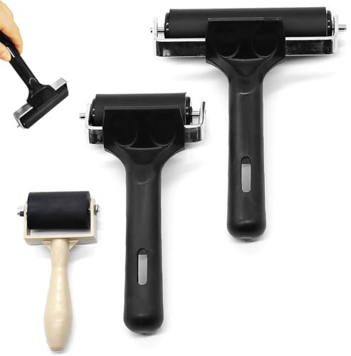 Lot de 3 rouleaux en caoutchouc, 3 tailles de rouleaux en caoutchouc pour impression, peinture et encre pour la fabrication d'impression, les loisirs créatifs (3,5 cm/6 cm/10 cm)