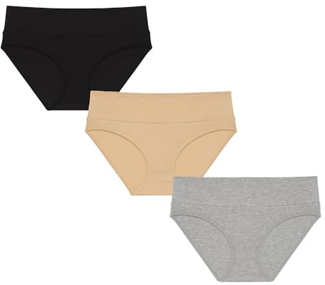 Motherhood Maternity Womens Foldover Brief Panty 3-Pack, Heather Grey/Essential Nude/Core Black,XXL