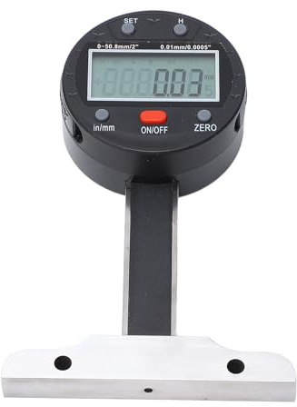 Garosa Digitaler Tiefenmesser 0–50,8 Mm, Elektronischer Tiefenmesser aus Legiertem Stahl mit LCD-Display, 0,01 Mm Genauigkeit, USB-Datenübertragung für Präzisionsmessungen in der Bearbeitung und Im