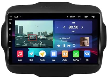 Gps-Navigering Carplay Bilradio Stereo för Jeep Renegade 2014-2018 Bluetooth Wifi 4G Dab+ Tpms Mirror Link, Bluetooth Handsfree/Telefonspegling, Hd, 4 Kärna 2G+32G
