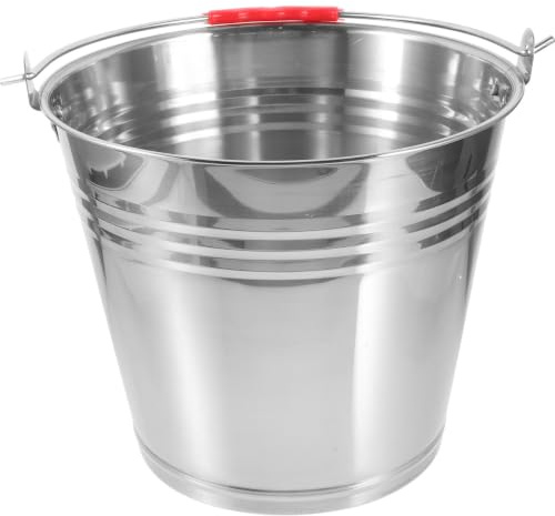 Seau D’alimentation pour Chevaux 8l en Acier Inoxydable Argenté