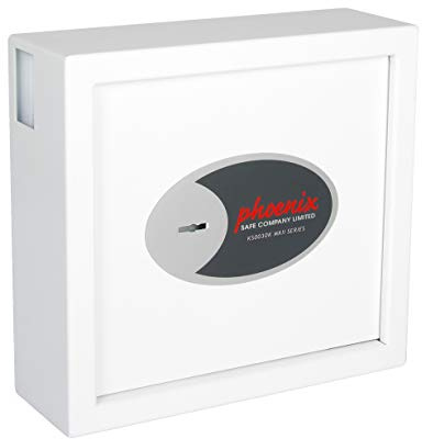 Phoenix KS0031K Cygnus Schlüsselkasten Wandmontage Einwurfschlitz 30 Schlüssel inkl.Schlüsselringe Weiss 300 x 280 x 100 mm 6,5 kg