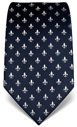 Vincenzo Boretti Herren Krawatte reine Seide Fleur-de-Lis Muster edel Männer-Design zum Hemd mit Anzug für Business Hochzeit 8 cm schmal/breit dunkelblau