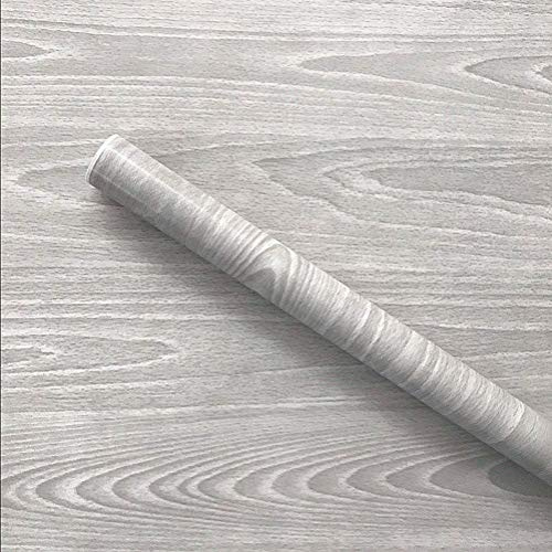 WDragon Self Adhesive Grey Wood Grain Panel Decorative Paper Counter Paper Furniture Cabinets Wardrobe Shelf Liner Wallpaper,45cm X 250cm