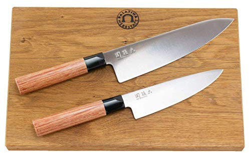 Kai Shun Seki Magoroku Redwood Messer-Set | großes und kleines Kochmesser| + großes massives Schneidebrett aus Eiche, 34x21 cm | VK: 206,90 €