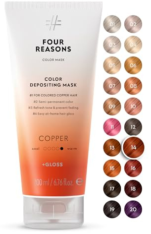FOUR REASONS Color Mask, Copper (27 Colours) – Hair Gloss & Colour Depositing Conditioner – Semi Permanent Hair Toner for Colour-Treated Hair Colour For Women – Vegan & Cruelty-Free – 200 ml