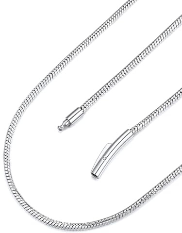 FaithHeart Edelstahl Schlangenkette 2mm 60cm lang Halskette Herren Halskette silber snake chain für Weihnachten Model