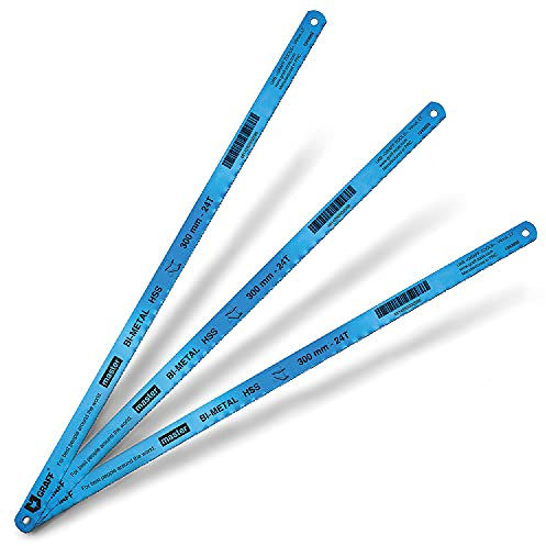 GRAFF Lama di Sega Metallo 300mm 3pz - Lama per Sega a Mano Bimetallica HSS - Seghetto Metallo 24 TPI