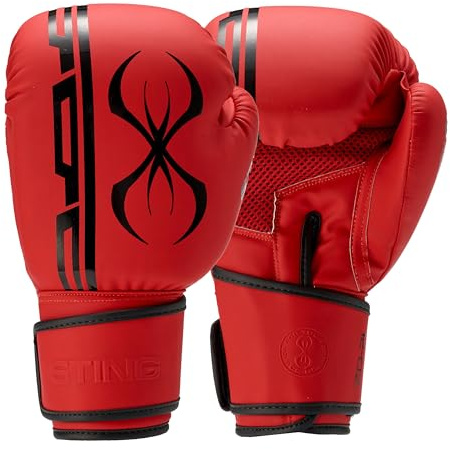 STING Armaplus - Guantes de boxeo, acabado mate, guantes de alta tecnología para boxeo, MMA, Muay Thai y más, guantes de boxeo que absorben los golpes para hombres y mujeres, equipo de boxeo, rojo, 10