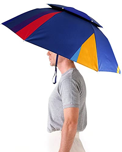 Luwint Rainbow Umbrella Hat - 36'' UV Protection Folding Fishing Umbrella Hat Hands Free Gardening Headwear