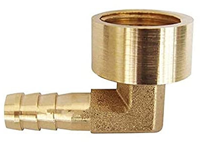 HATOOLHA® Raccord de tuyau cannelé en laiton - Raccord de tuyau coudé de 10 mm - Filetage femelle de 9,5 mm - Connecteur adaptateur de tuyau à 90 degrés