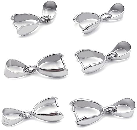 YDHfdc 50 Piezas Colgante Conector Enganche, Plata Cierre Bails Colgantes 18 x 7 mm Ganchos de Cierre Clip Bail para Hacer Joyas de Bricolaje Joyerías Collares
