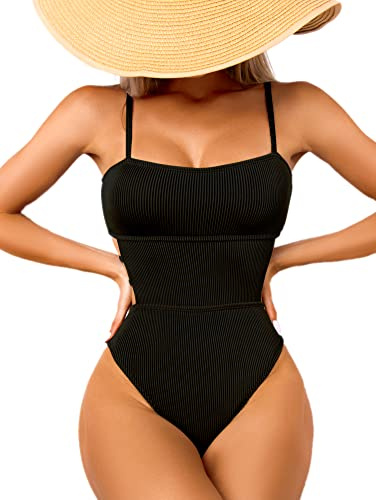 USUN Mujer Traje de Baño Traje de Baño de Una Pieza Cintura Alta Esqueleto Bañadores Control del Barriga Monokini