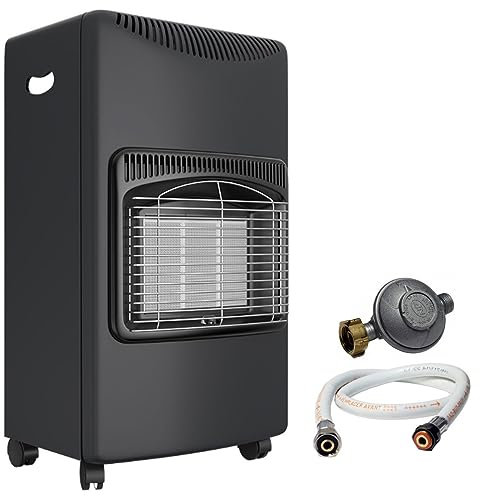 INTEC - Poele à gaz 4200W 3 Niveaux de Chauffe Allumage Piezo Grands volumes + Tuyau et détendeur Butane